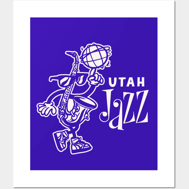 Alternate Utah Jazz Mascot - Simple, White Design Wall Art by sombreroinc